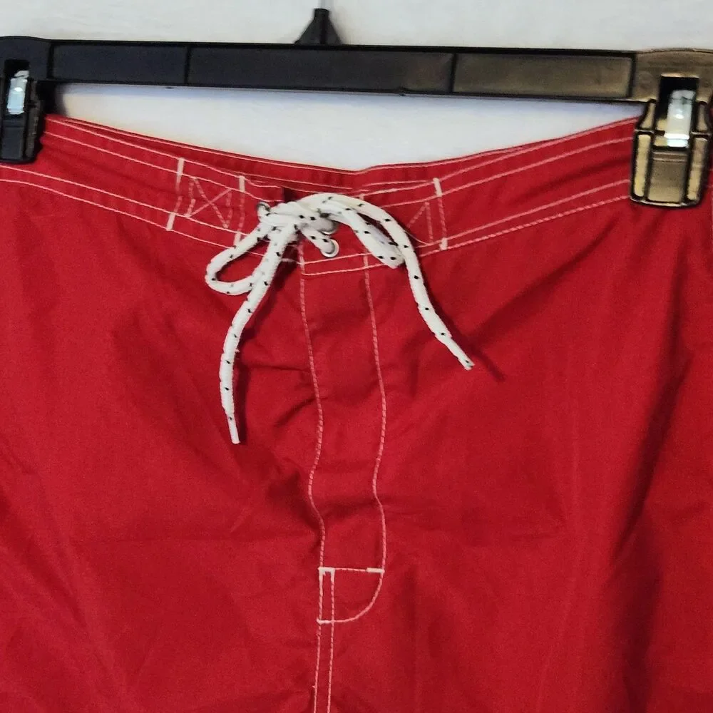 Vintage 90s Polo Sport Mens 34 Ralph Lauren Board Shorts Red Spellout Nylon Surf